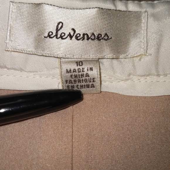 Elevenses Anthropologie Wool Blend Wide Leg Shimmer Tan Pants Size 10 - Picture 6 of 8